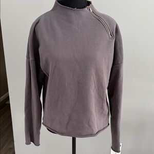 Women's High Neck Zipper Sweatshirt in Gray